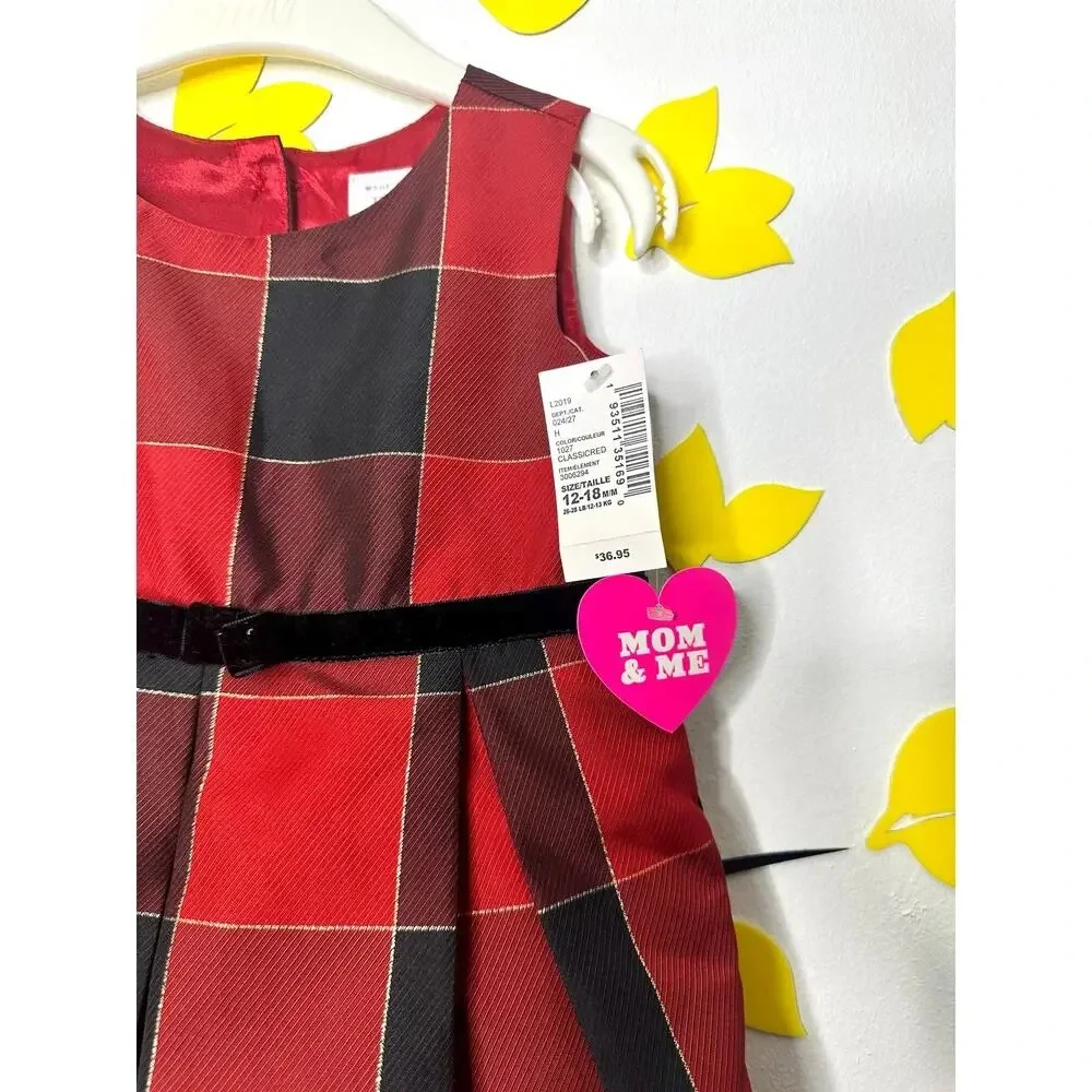 The‎ Children’s Place Christmas Red And Black Plaid Baby Girl Dress 12-18 Months - Picture 6 of 11